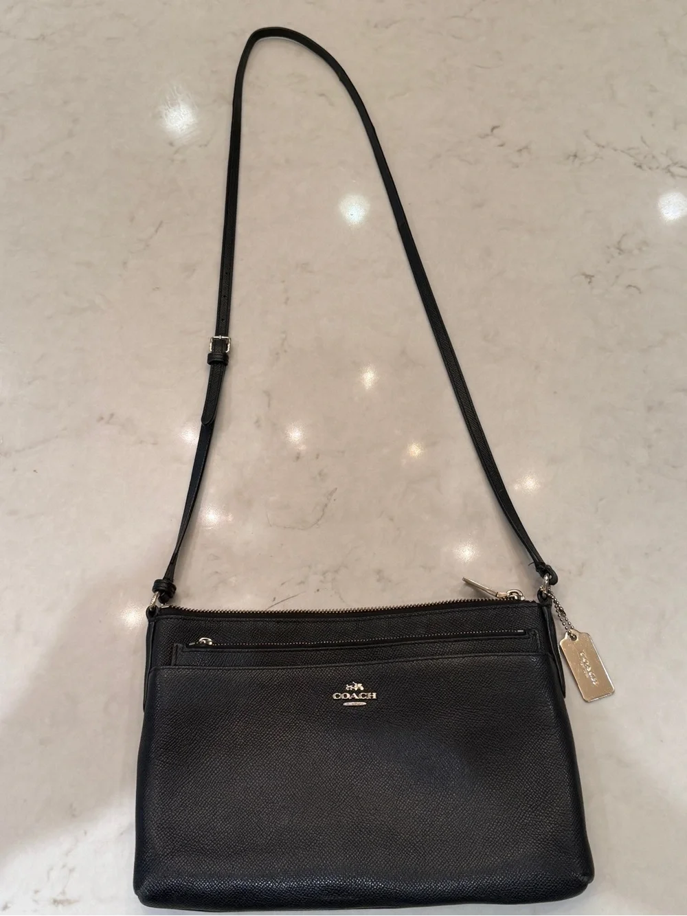 Coach Black Leather Crossbody with Gold Hardware